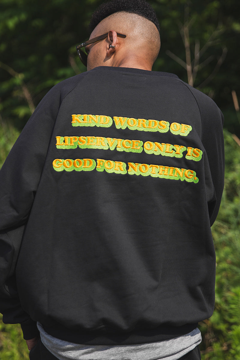 FLAME LIP EMBROIDERY CREW NECK SWEAT