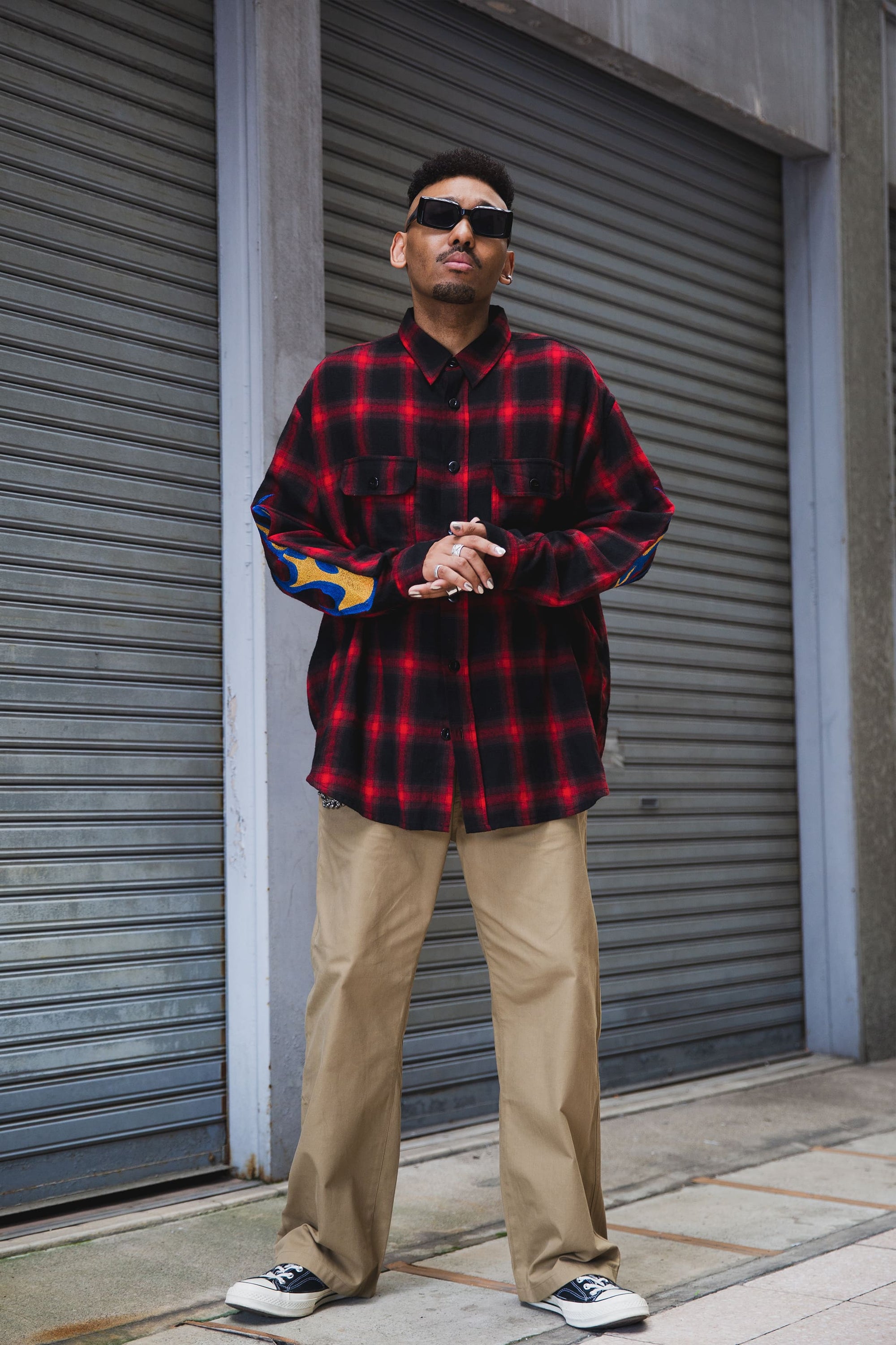 MARIA FIRE EMBROIDERY CHECK SHIRT