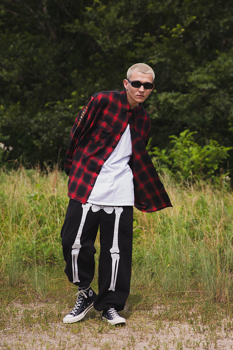 STUD LOOK EMBROIDERY CHECK SHIRT