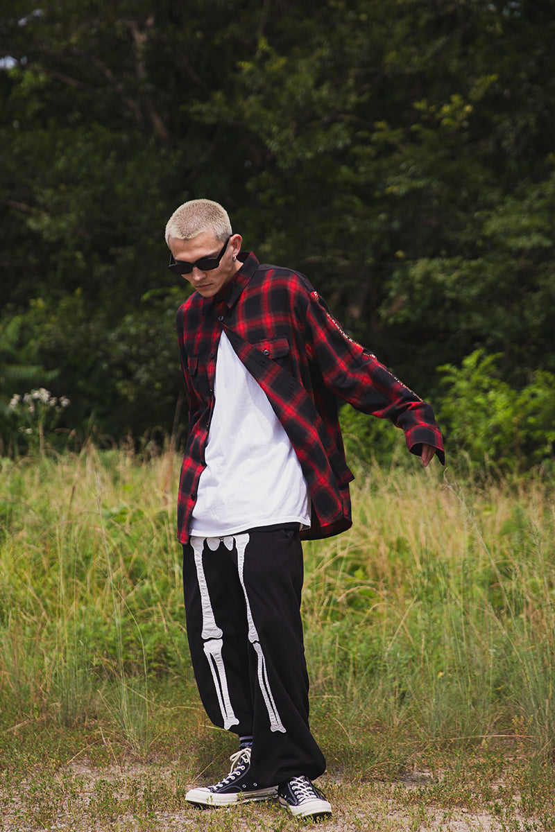 STUD LOOK EMBROIDERY CHECK SHIRT