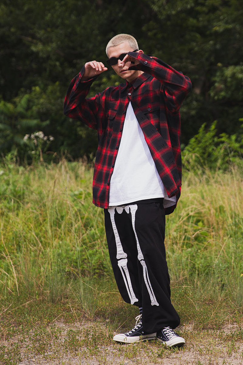 STUD LOOK EMBROIDERY CHECK SHIRT