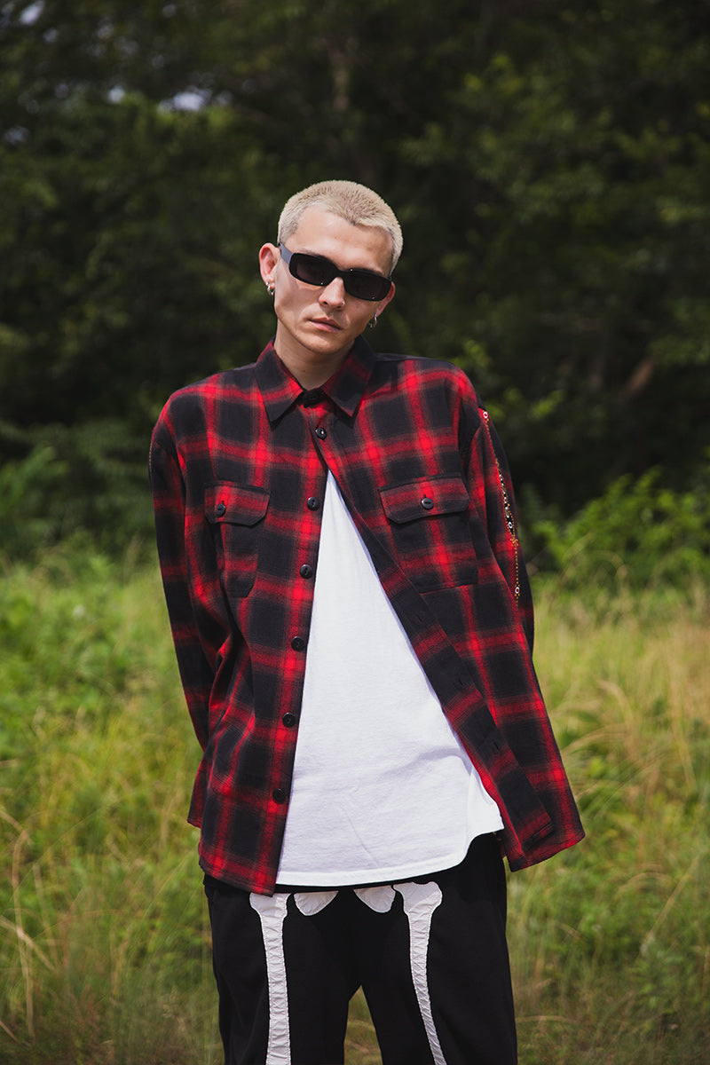 STUD LOOK EMBROIDERY CHECK SHIRT