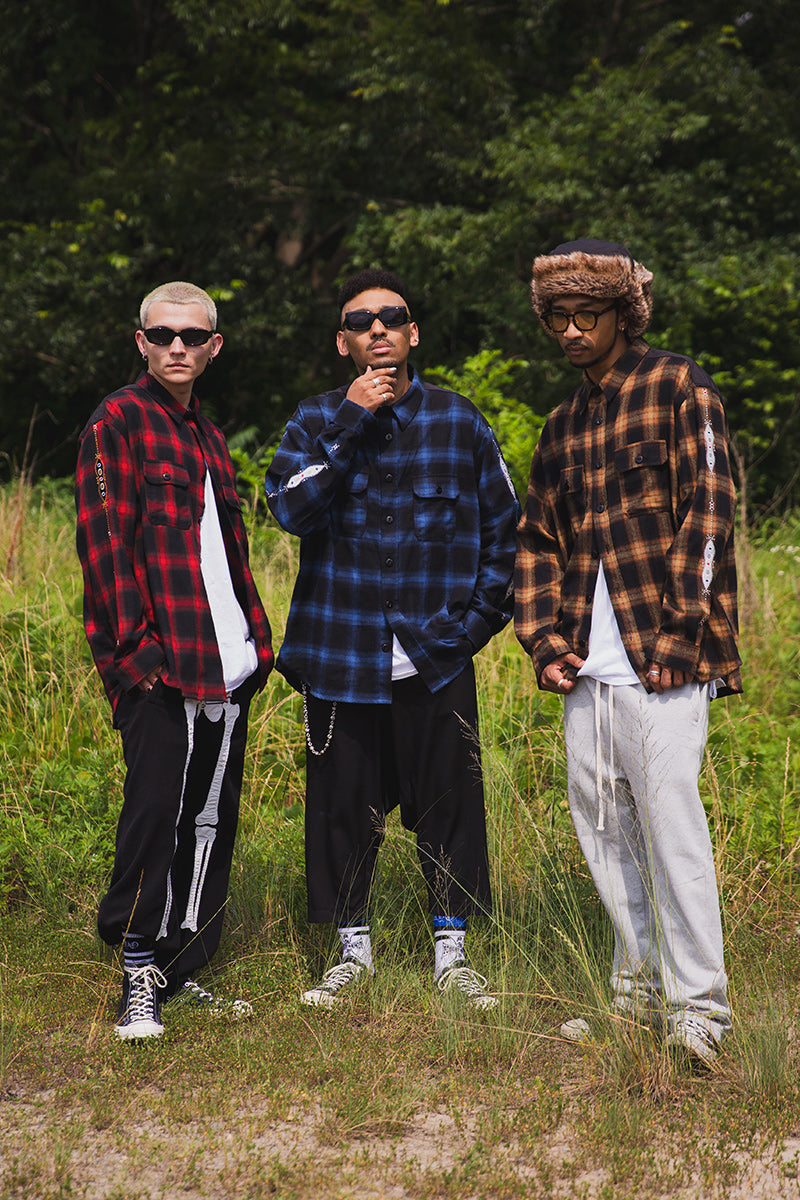 STUD LOOK EMBROIDERY CHECK SHIRT