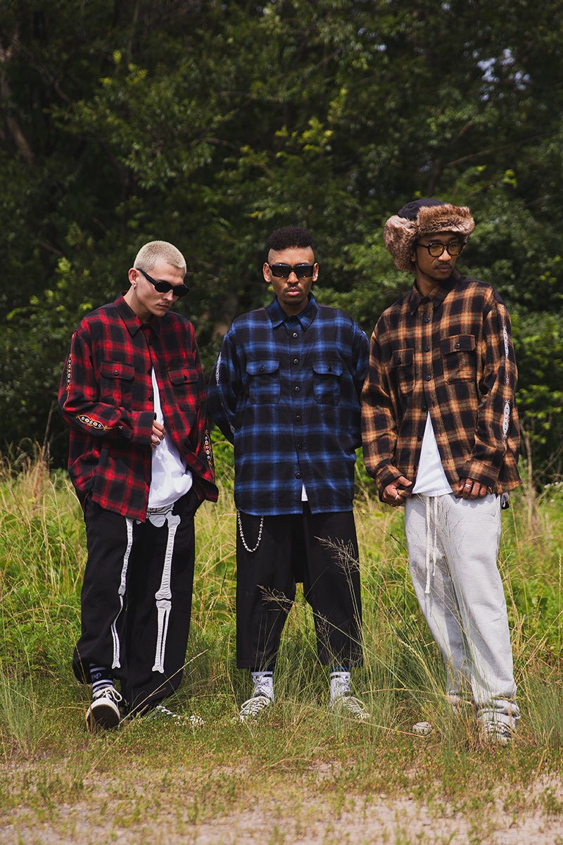 STUD LOOK EMBROIDERY CHECK SHIRT