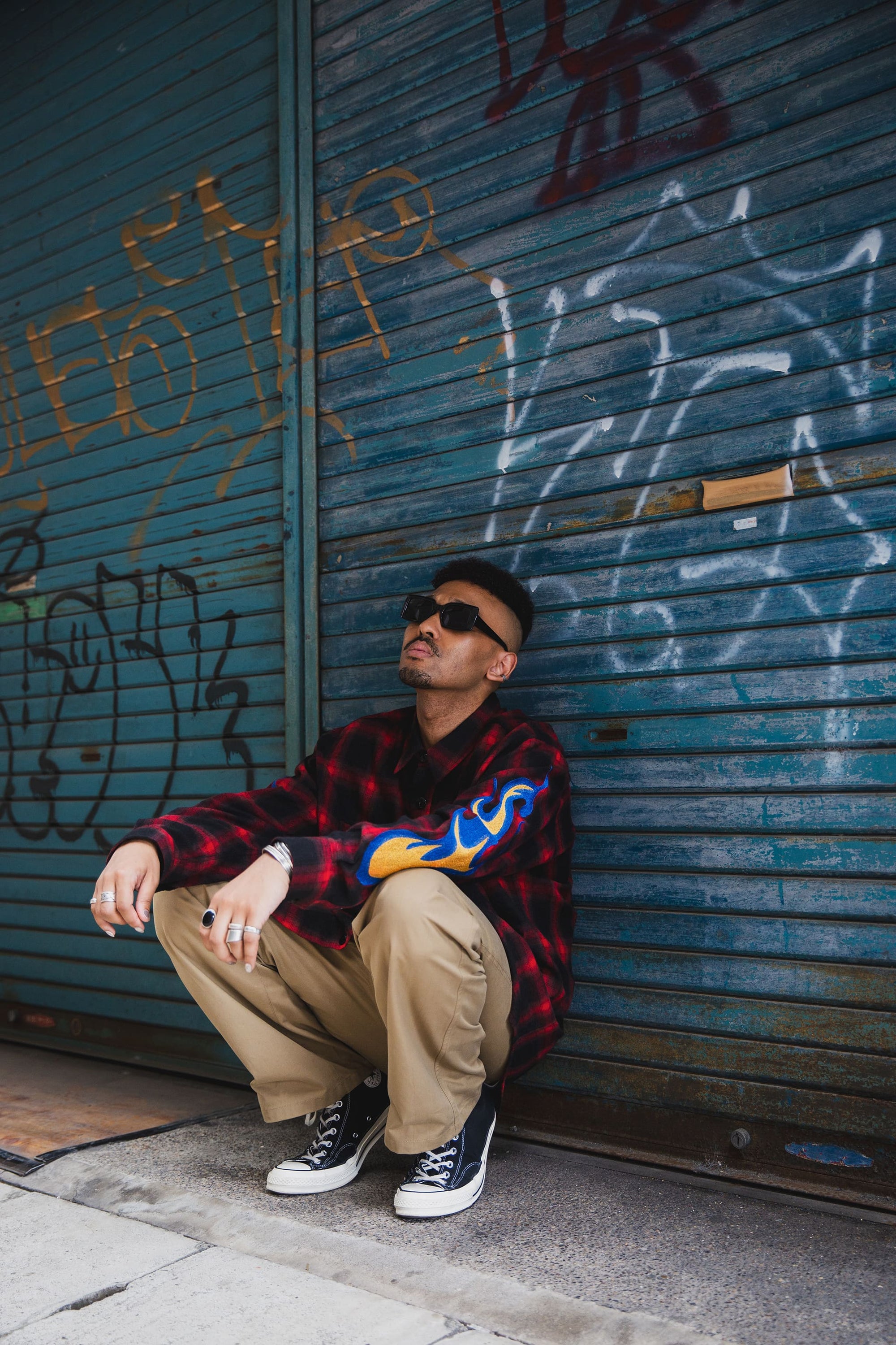 MARIA FIRE EMBROIDERY CHECK SHIRT