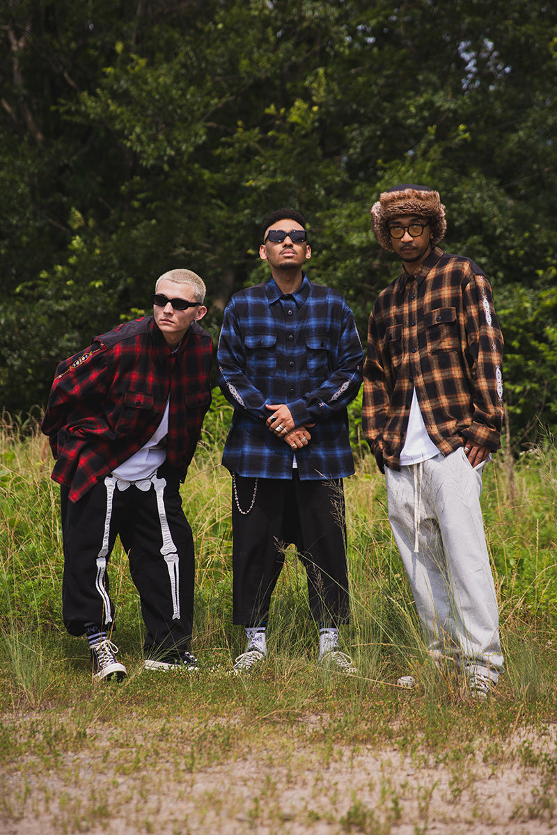 STUD LOOK EMBROIDERY CHECK SHIRT