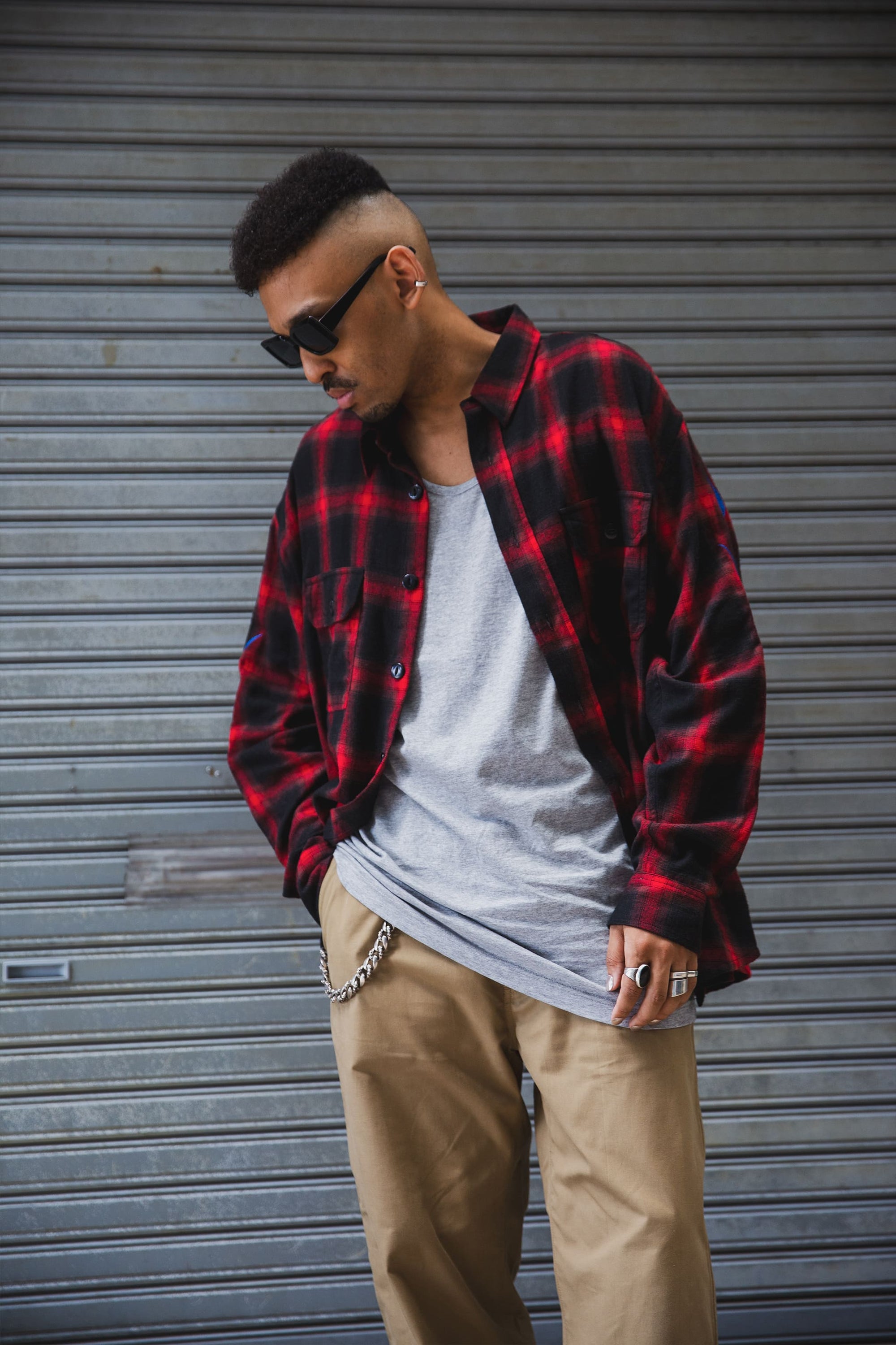 MARIA FIRE EMBROIDERY CHECK SHIRT