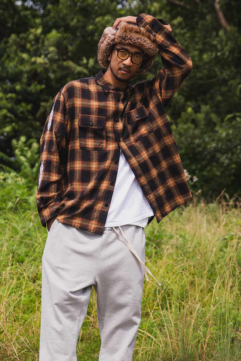 STUD LOOK EMBROIDERY CHECK SHIRT