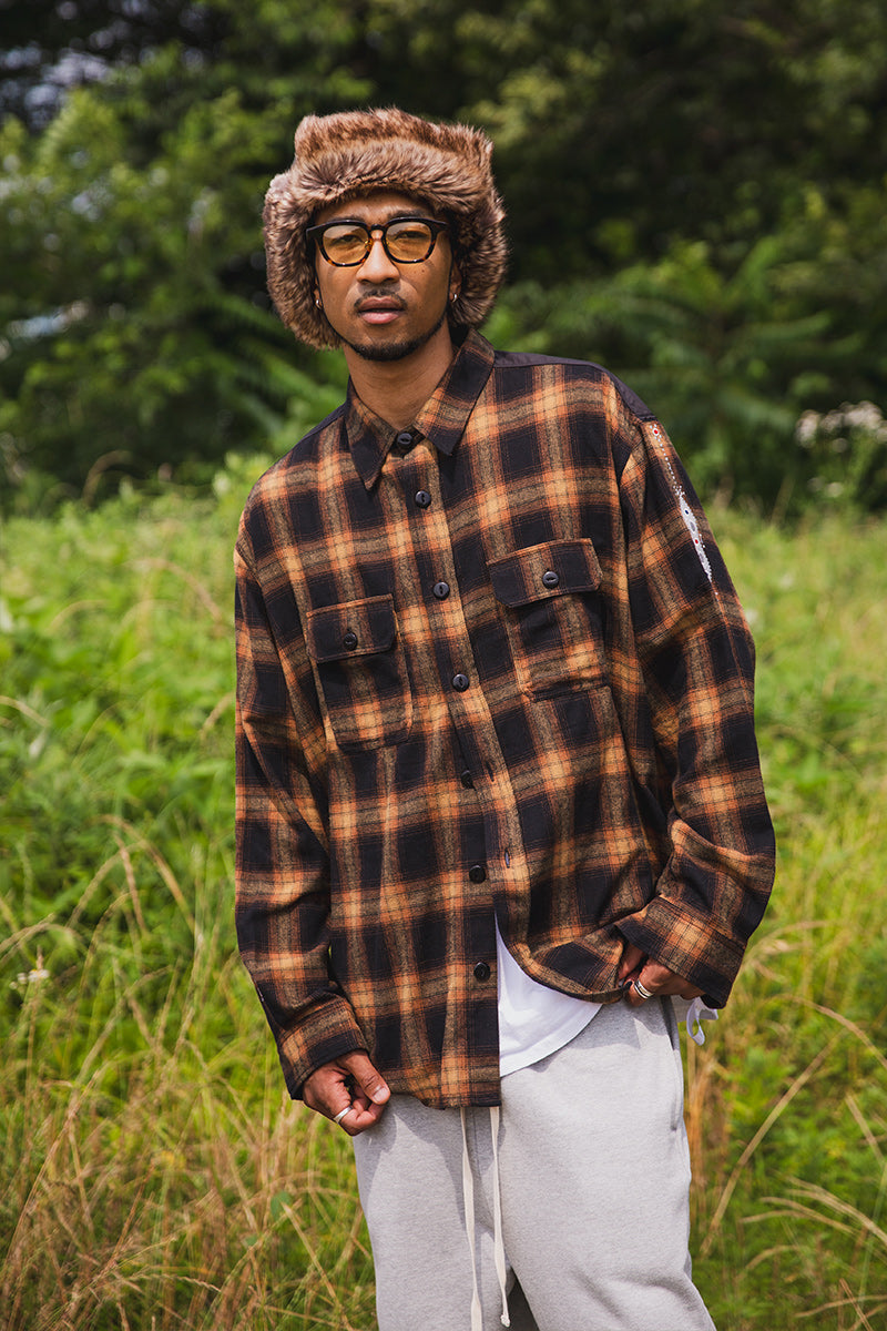 STUD LOOK EMBROIDERY CHECK SHIRT