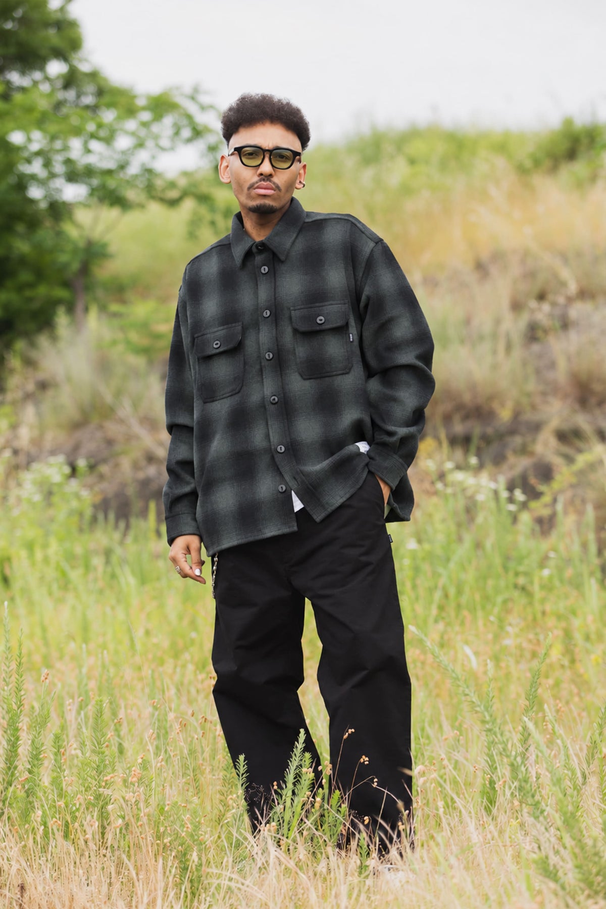 PLAIN LONG SLEEVED CHECK SHIRT