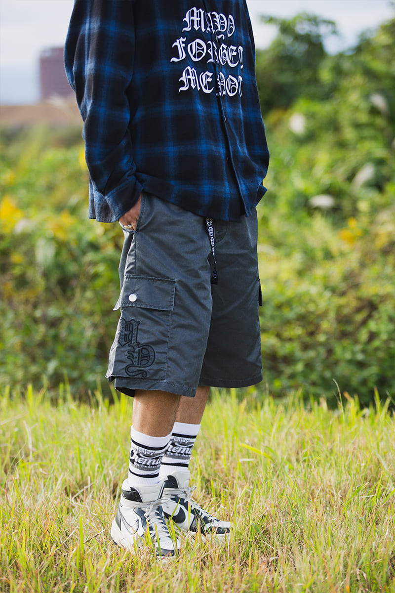 MY LOGO EMBROIDERY FADE NYLON CARGO SHORTS