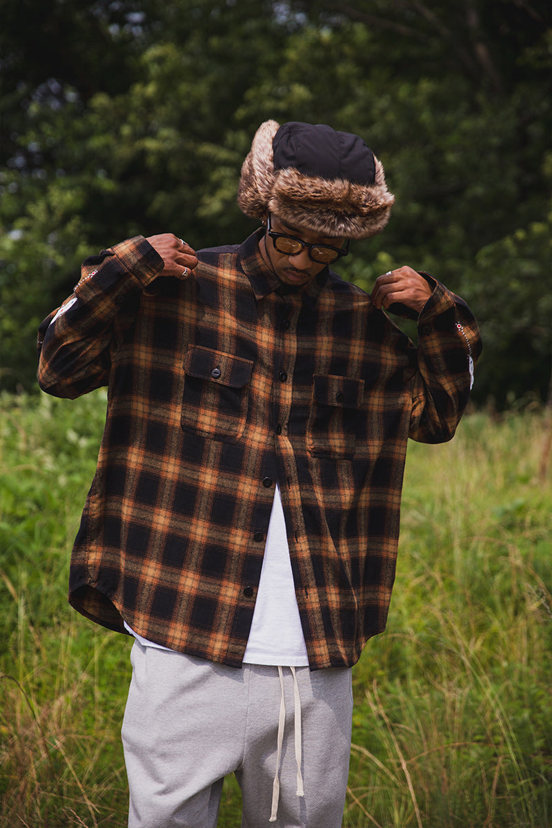 STUD LOOK EMBROIDERY CHECK SHIRT