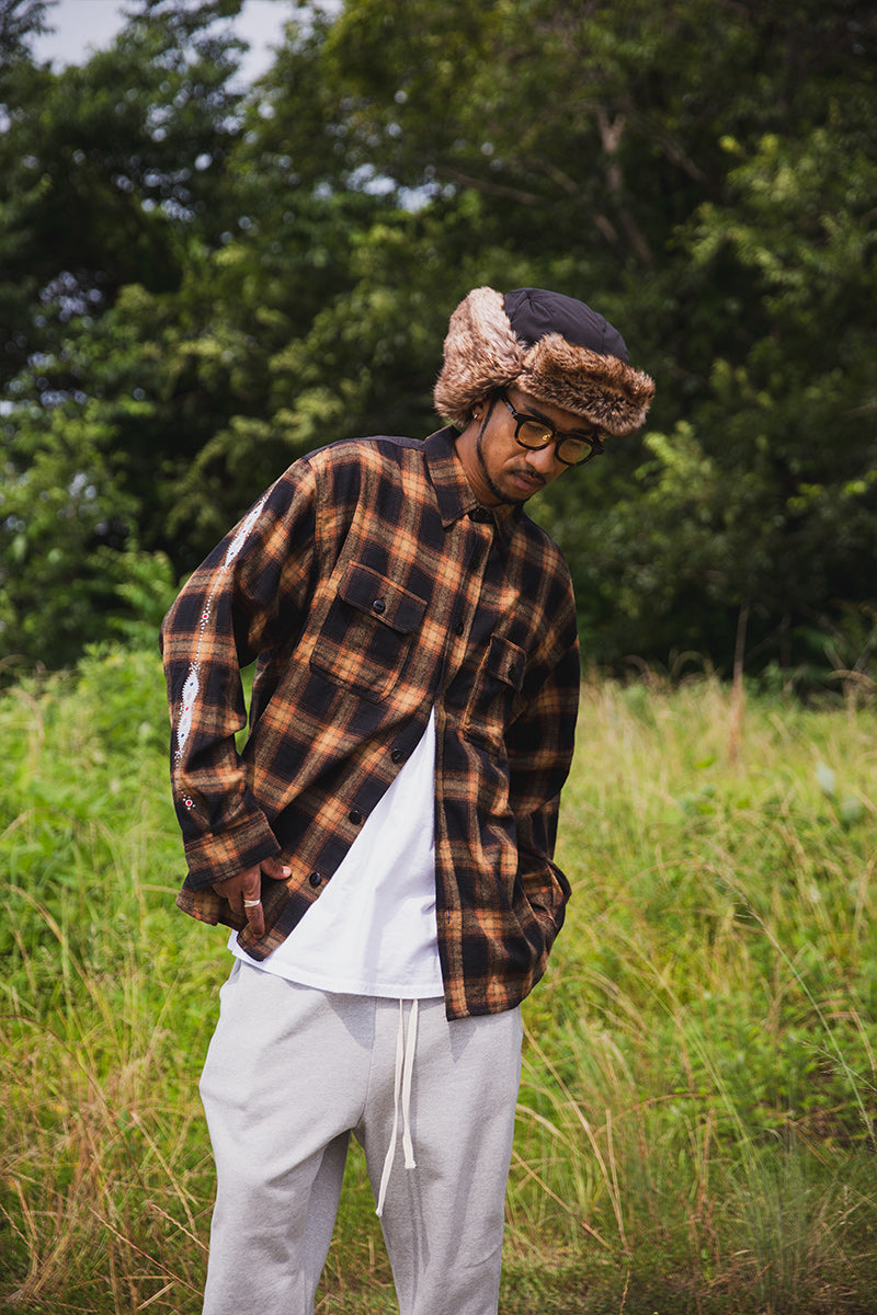 STUD LOOK EMBROIDERY CHECK SHIRT