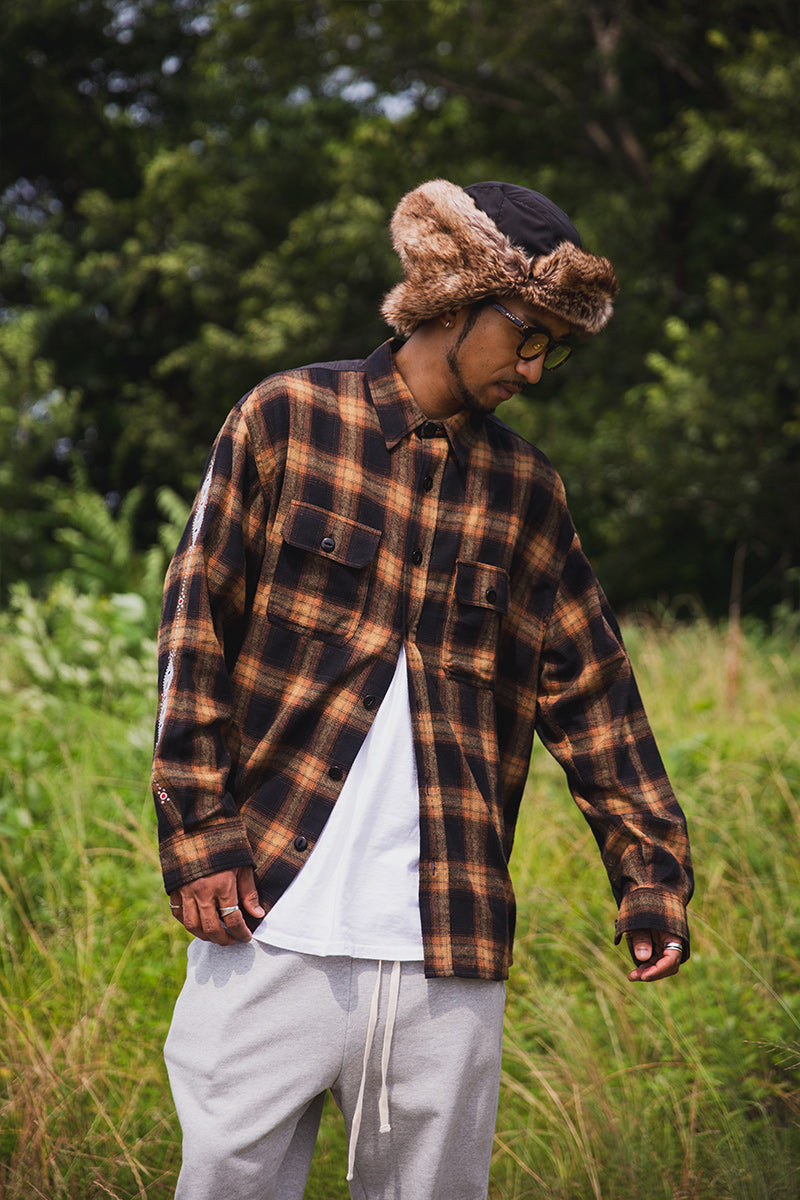 STUD LOOK EMBROIDERY CHECK SHIRT