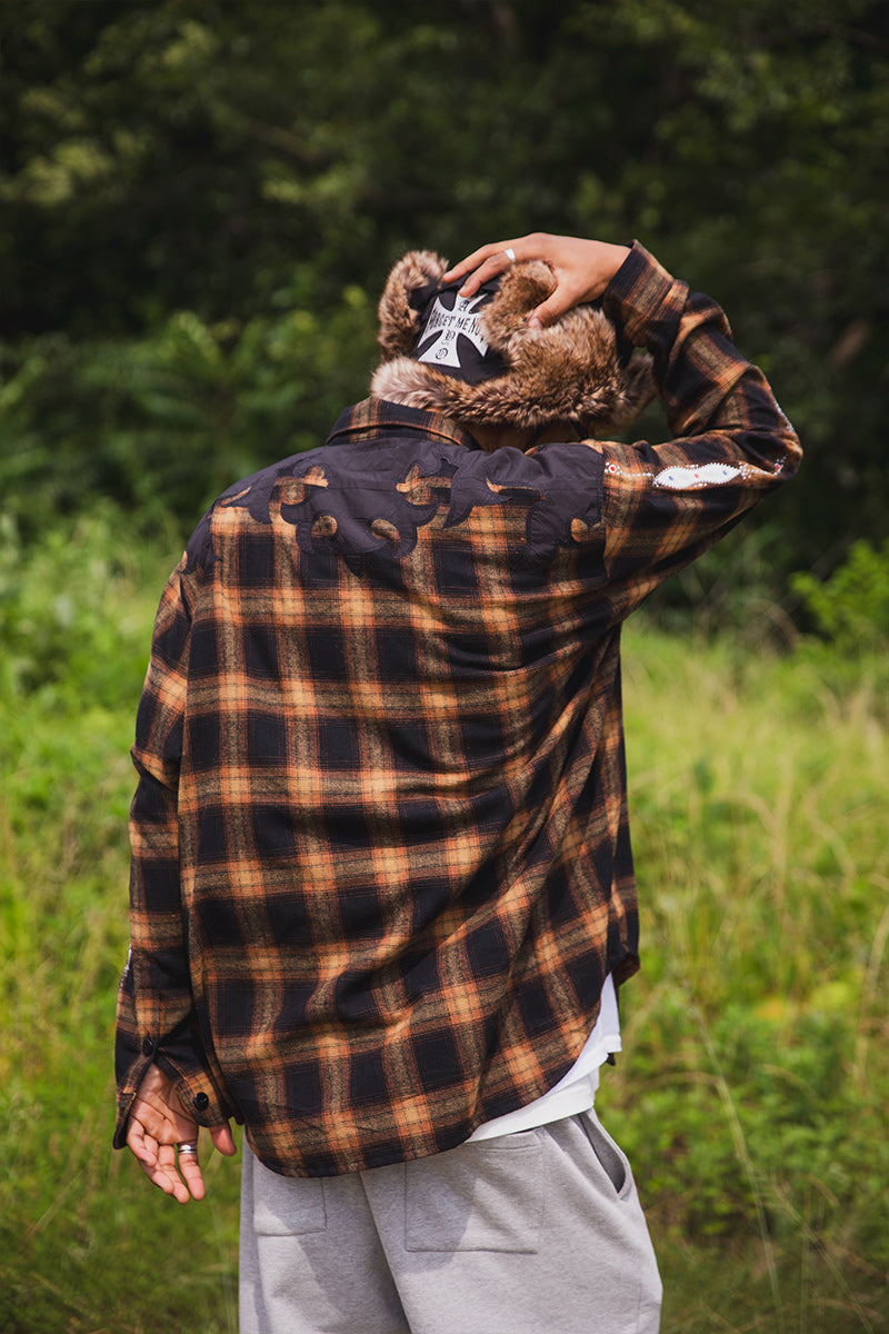 STUD LOOK EMBROIDERY CHECK SHIRT