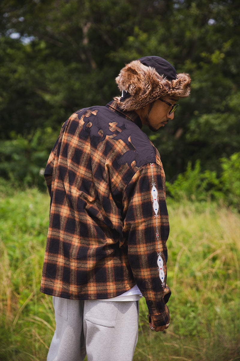 STUD LOOK EMBROIDERY CHECK SHIRT