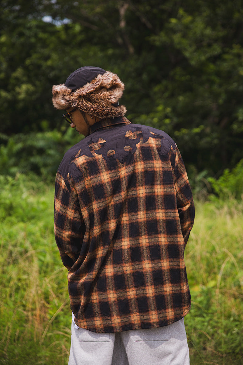 STUD LOOK EMBROIDERY CHECK SHIRT