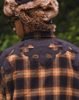 STUD LOOK EMBROIDERY CHECK SHIRT