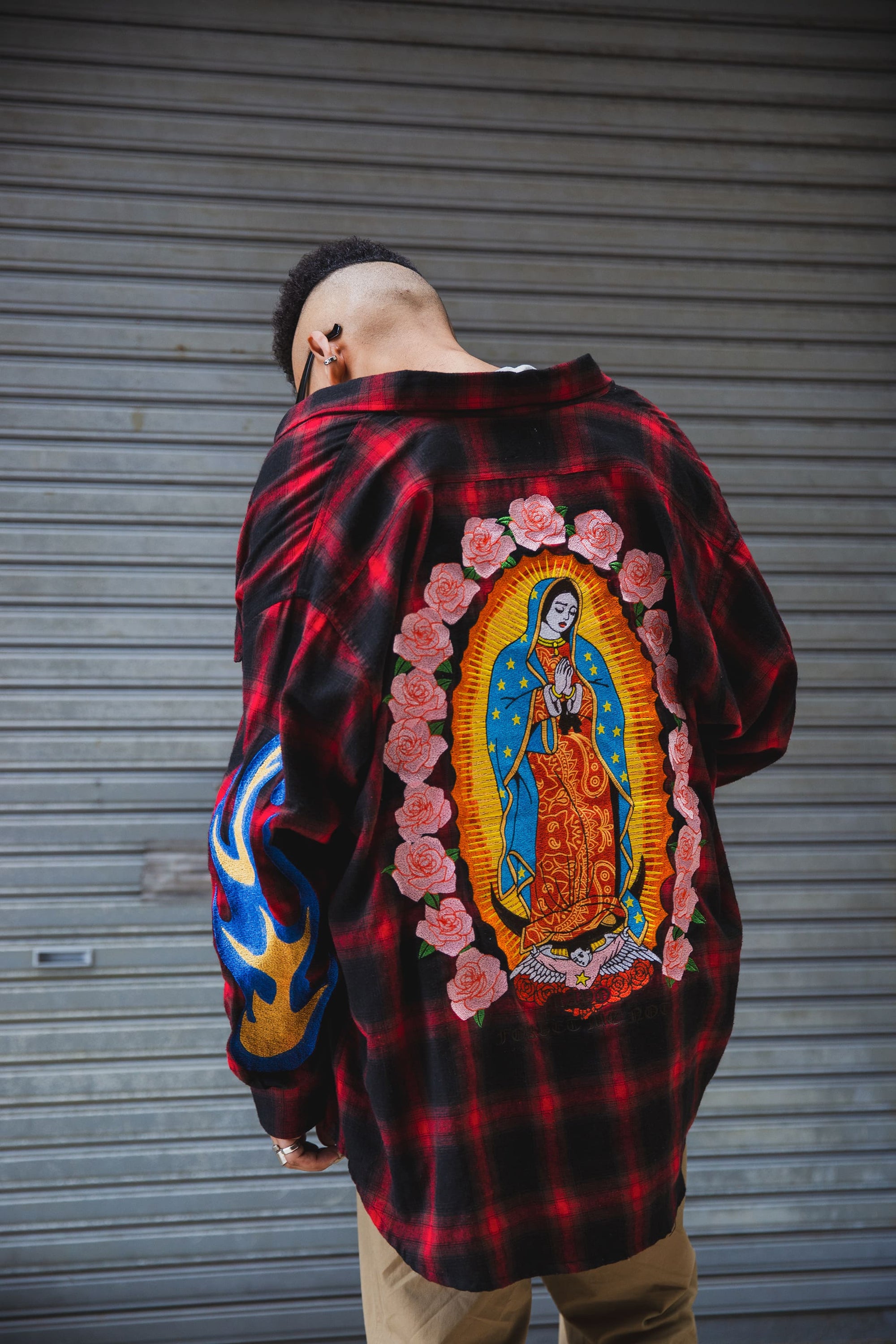 MARIA FIRE EMBROIDERY CHECK SHIRT