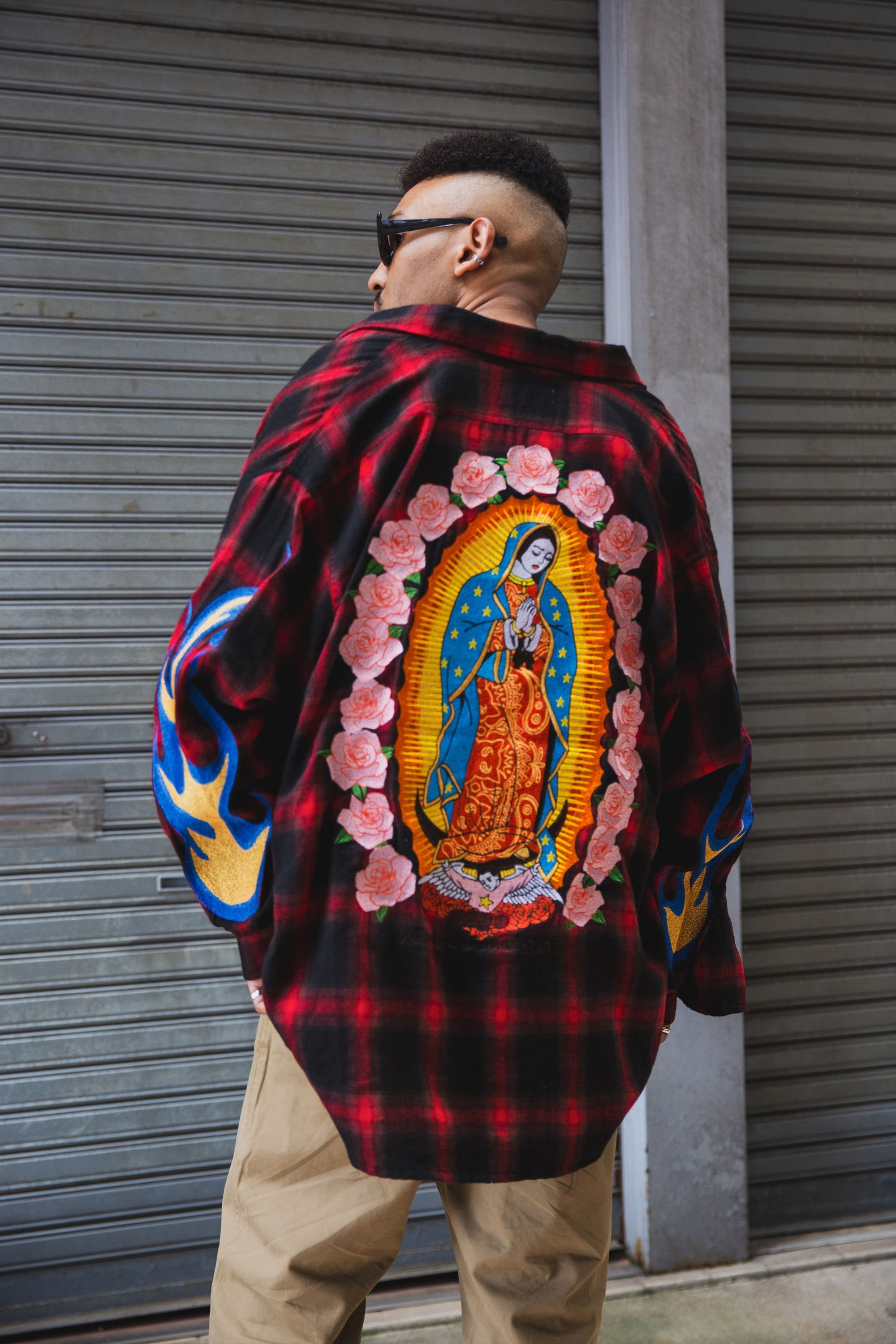 MARIA FIRE EMBROIDERY CHECK SHIRT