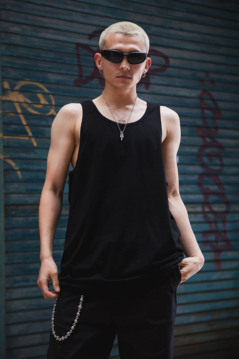PLAIN EMBROIDERY TANK TOP