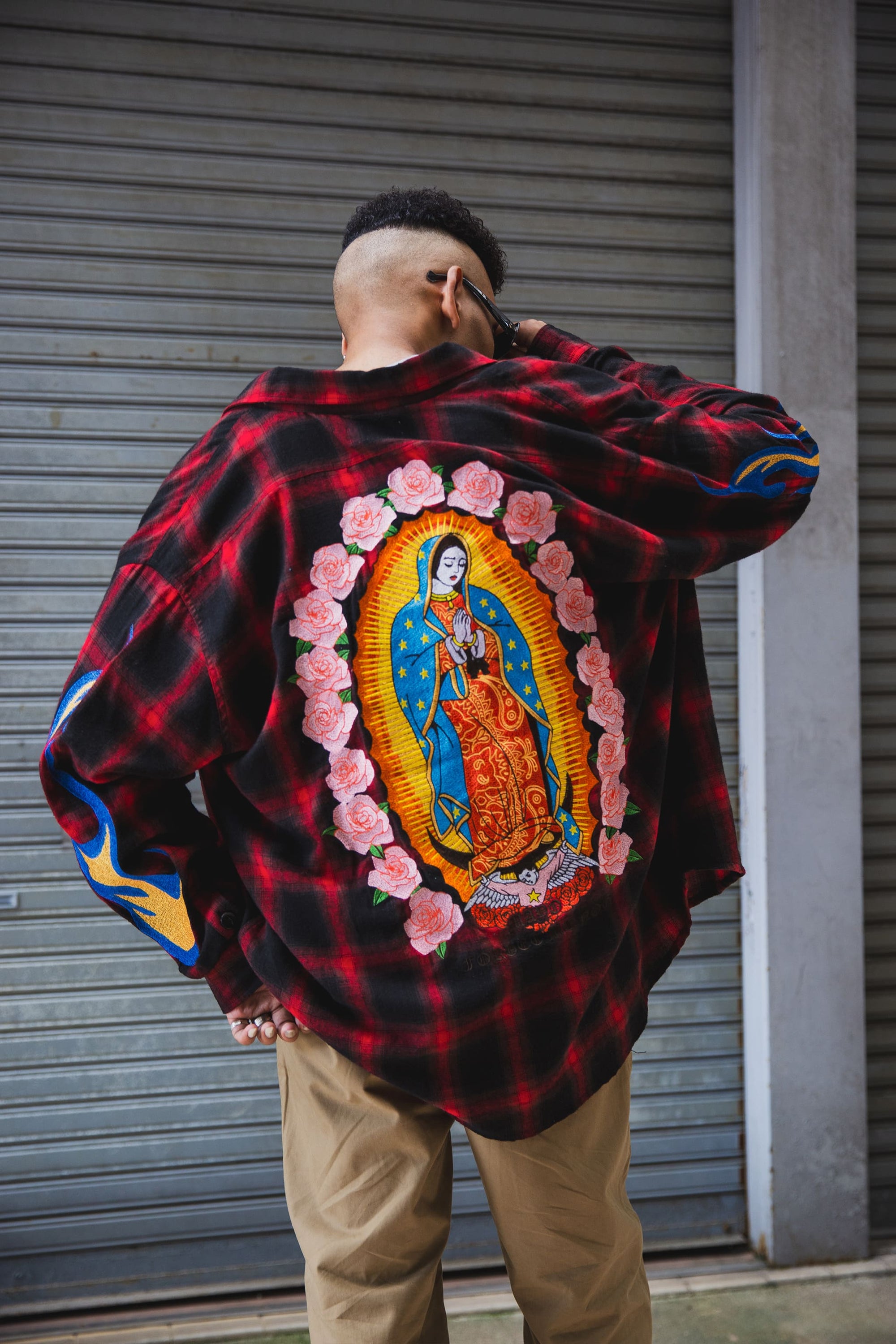 MARIA FIRE EMBROIDERY CHECK SHIRT