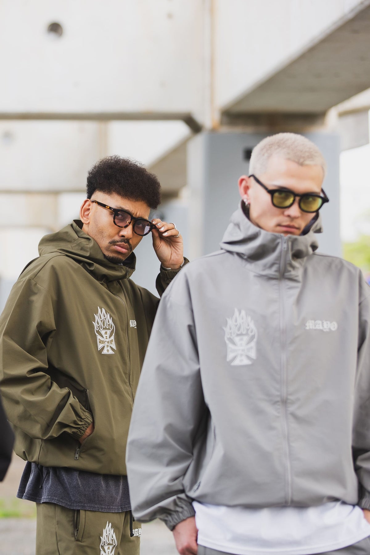 FIRE IRON CROSS EMBROIDERY NYLON JKT