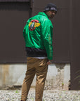 JESUS SKULL Embroidery Nylon Harrington Jacket - GREEN