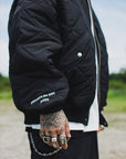 EAGLE  EMBROIDERY NYLON JKT - BLACK