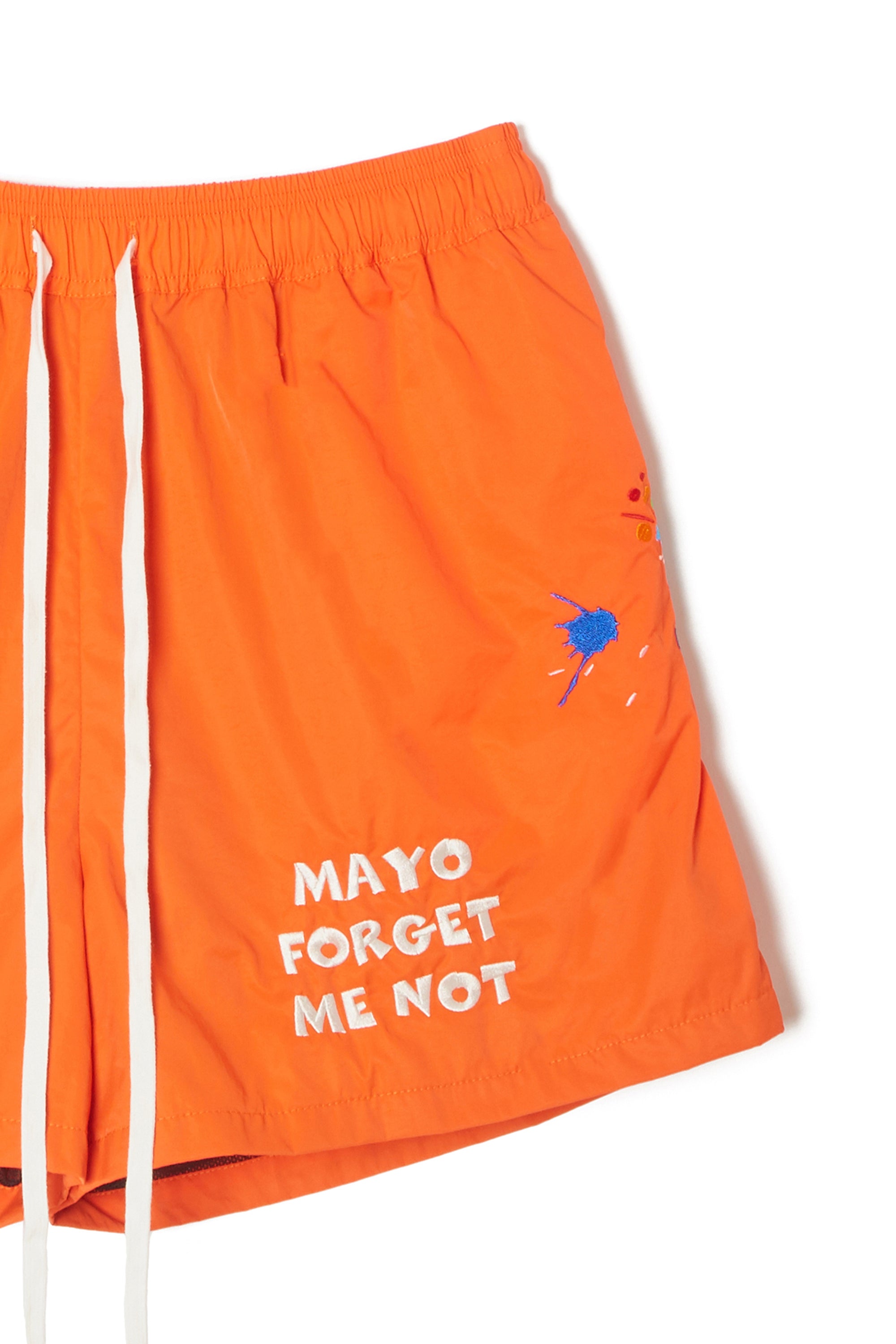 MAYO PAINT Embroidery Swim Shorts -  ORANGE