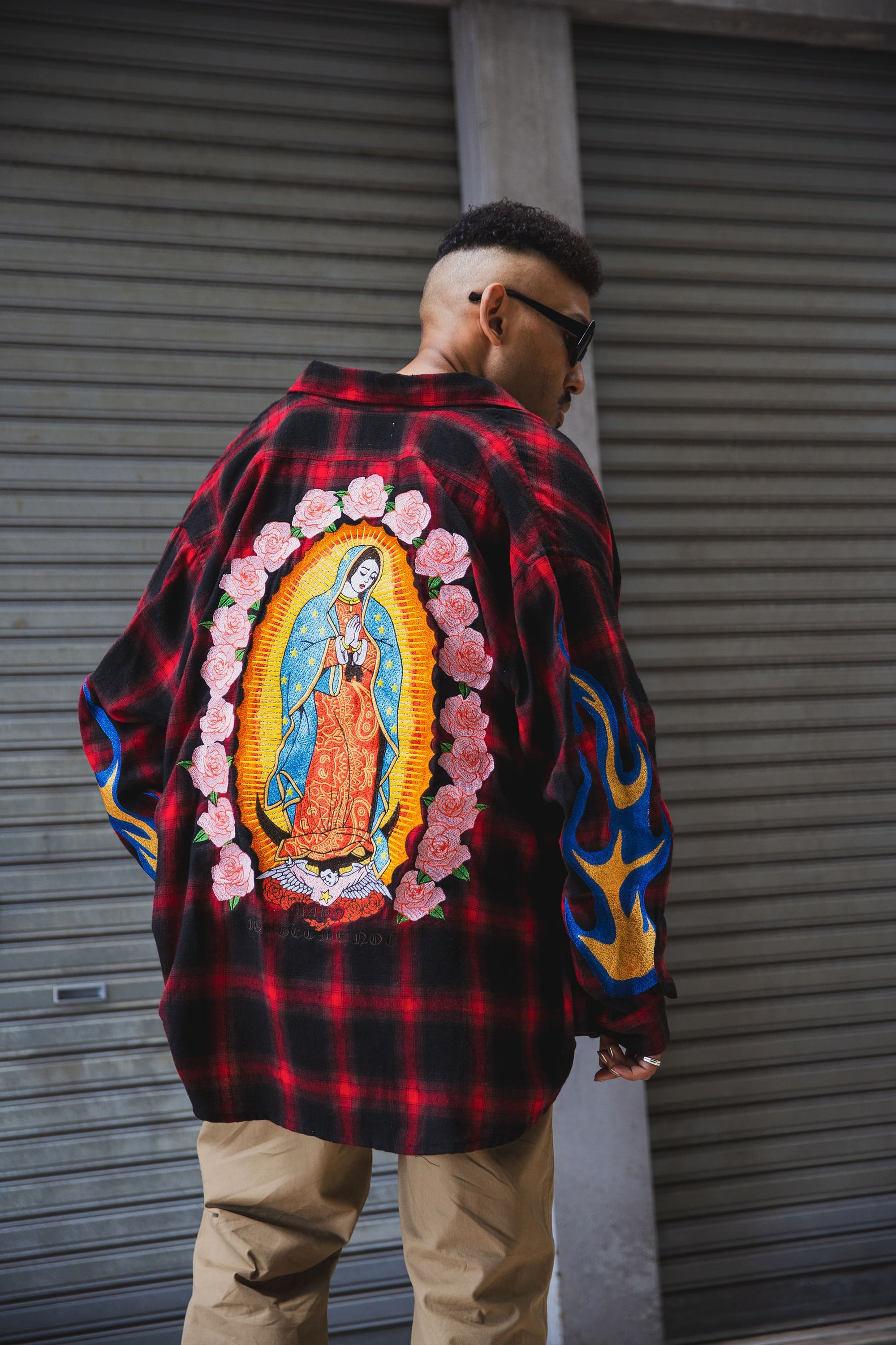 MARIA FIRE EMBROIDERY CHECK SHIRT