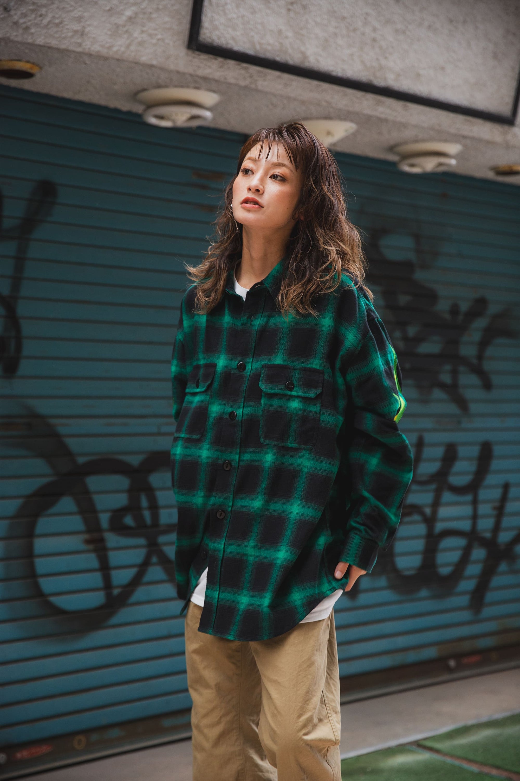 MARIA FIRE EMBROIDERY CHECK SHIRT