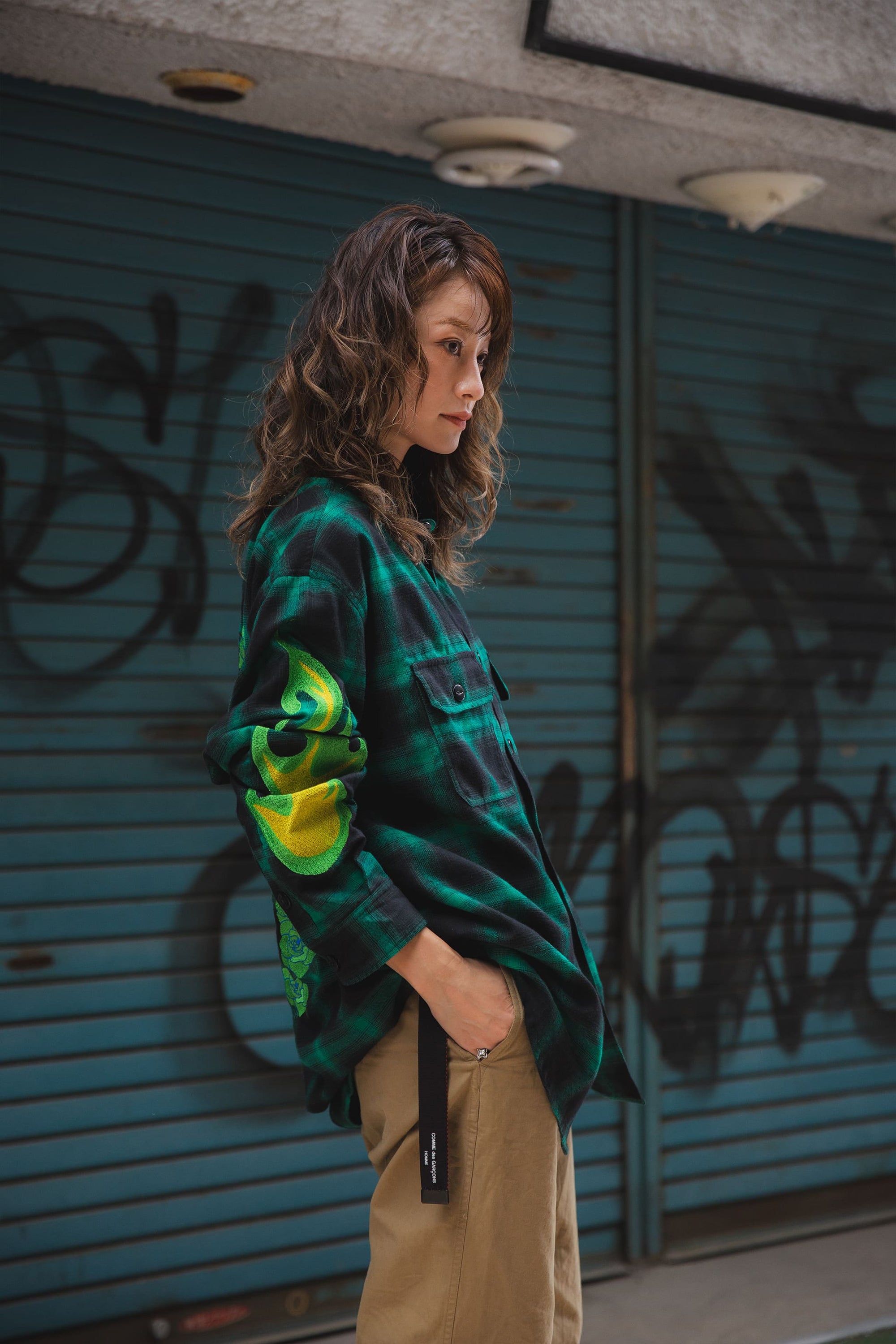 MARIA FIRE EMBROIDERY CHECK SHIRT