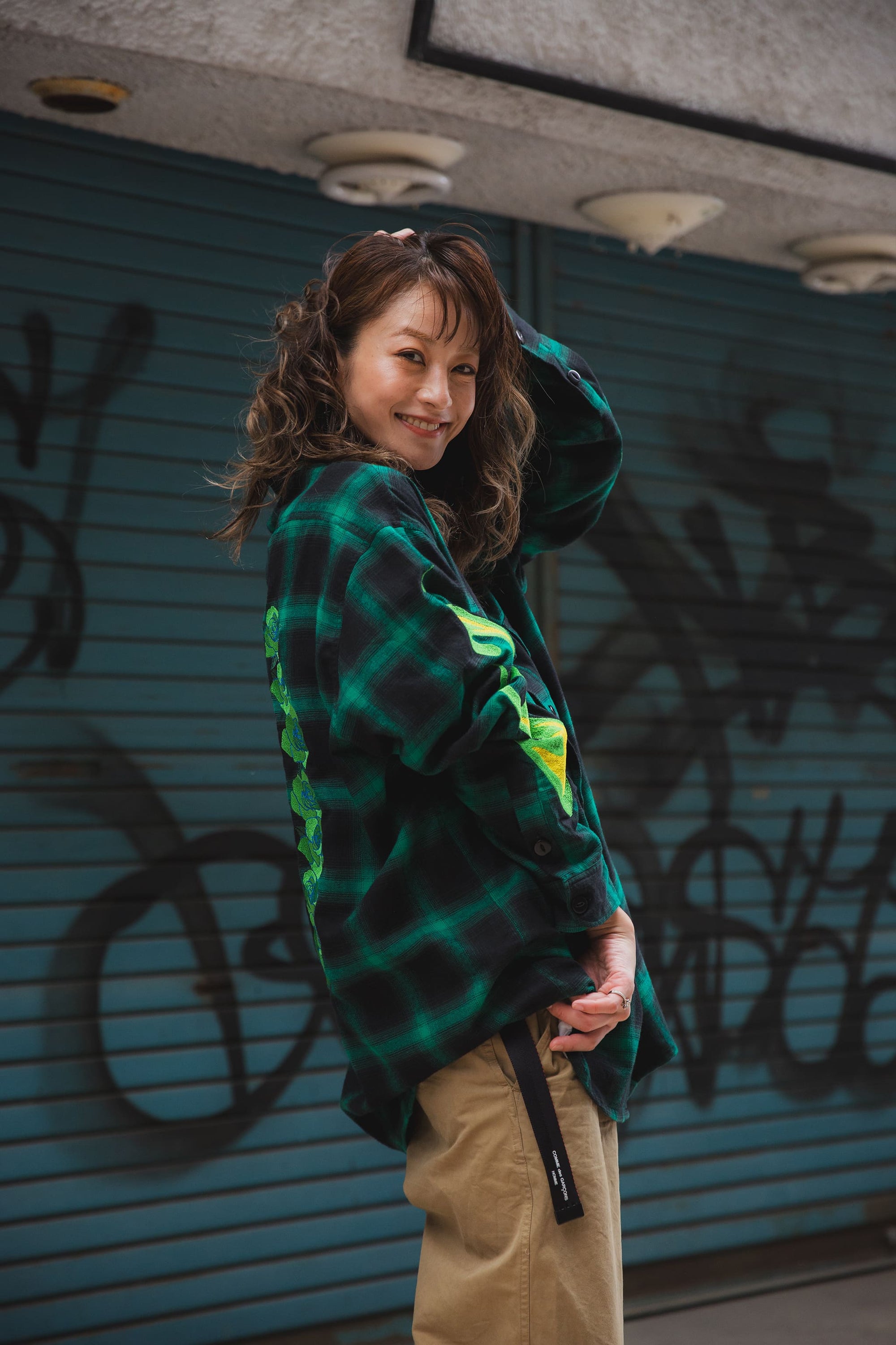 MARIA FIRE EMBROIDERY CHECK SHIRT