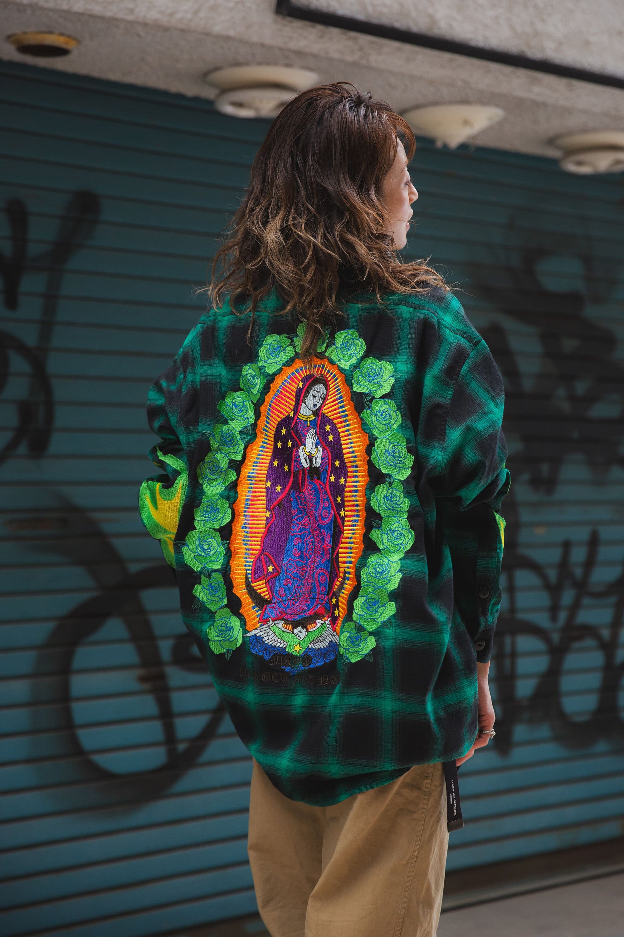 MARIA FIRE EMBROIDERY CHECK SHIRT