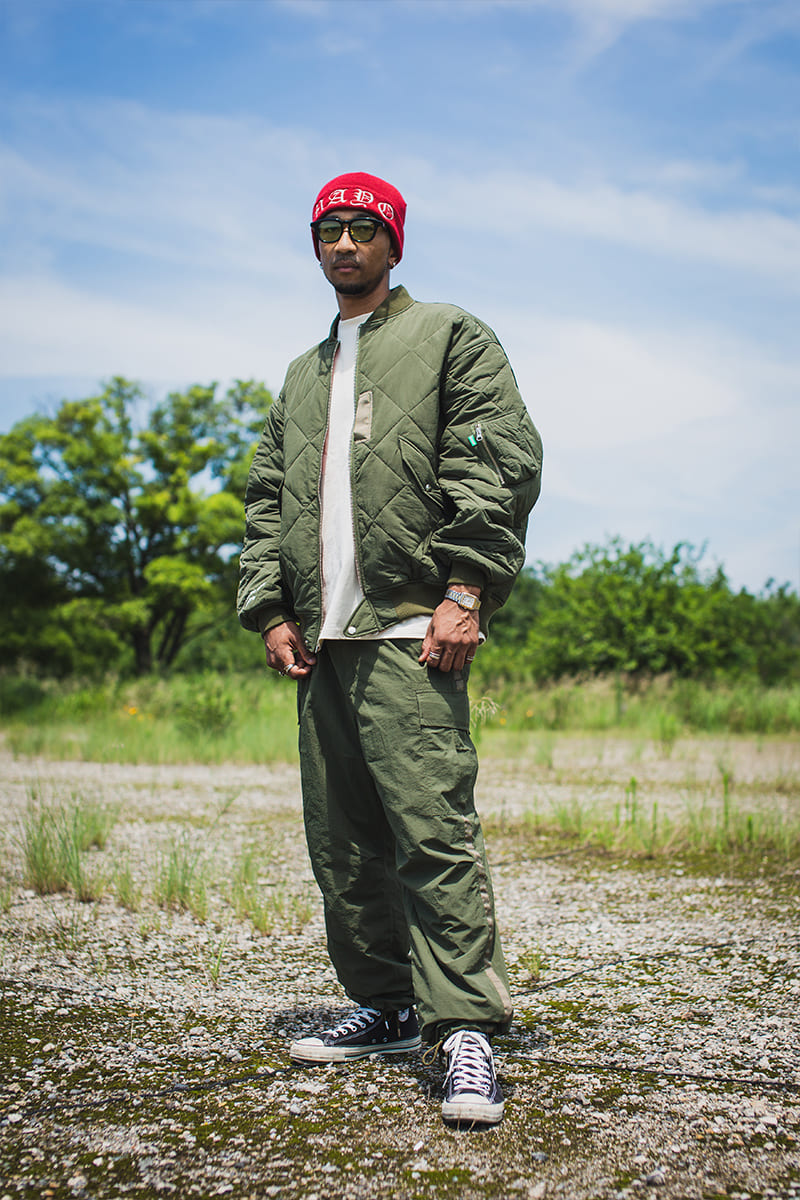 EAGLE  EMBROIDERY NYLON JKT -  OLIVE