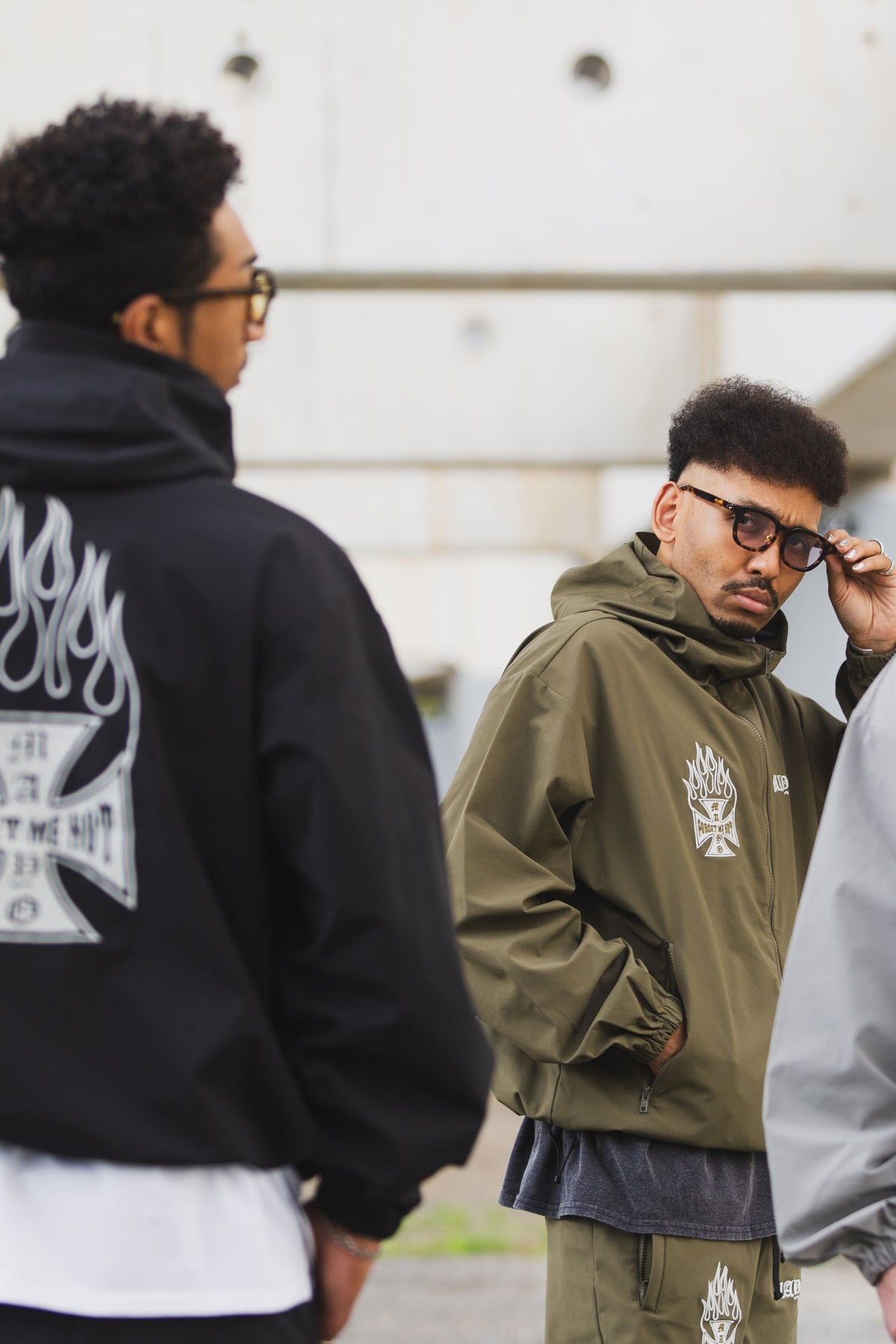 FIRE IRON CROSS EMBROIDERY NYLON JKT