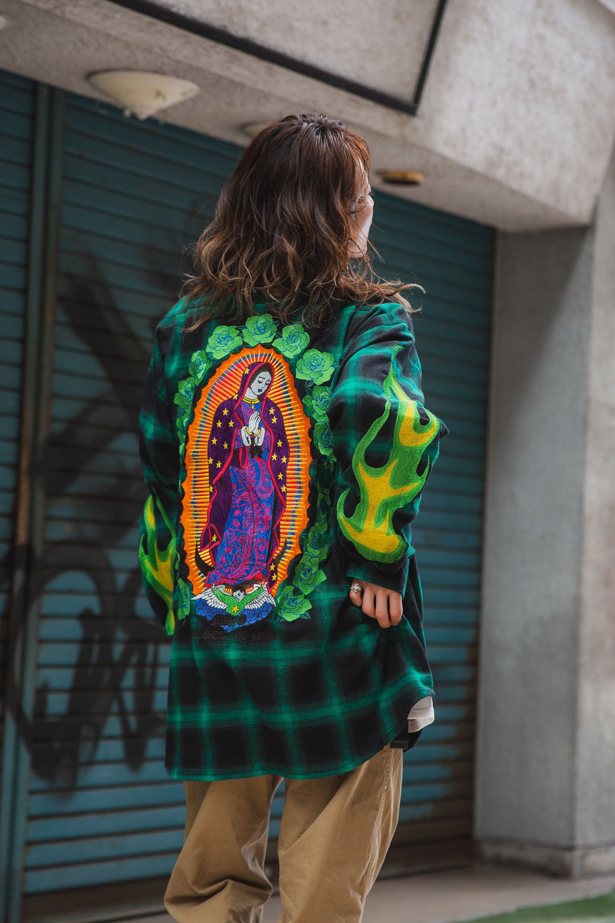 MARIA FIRE EMBROIDERY CHECK SHIRT