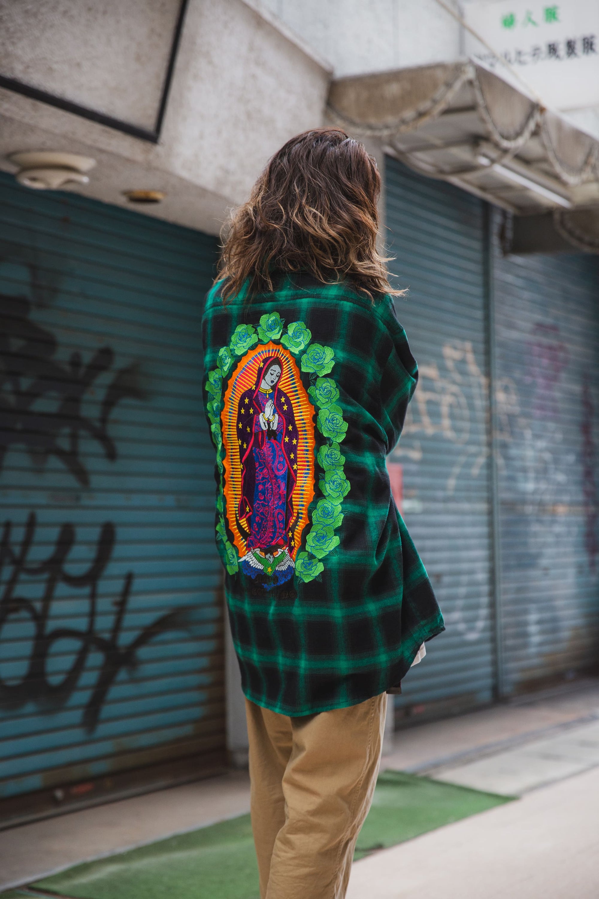 MARIA FIRE EMBROIDERY CHECK SHIRT