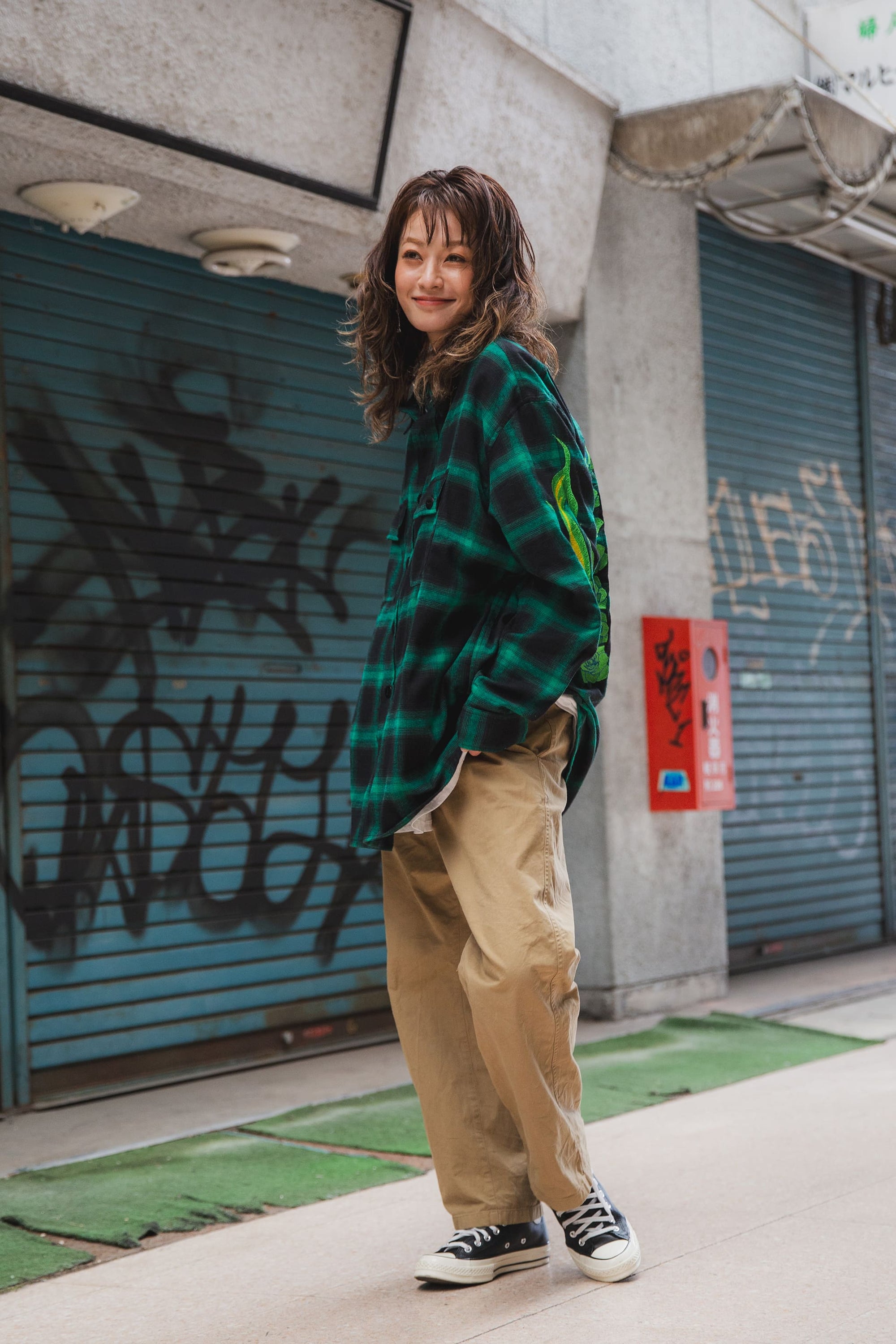 MARIA FIRE EMBROIDERY CHECK SHIRT