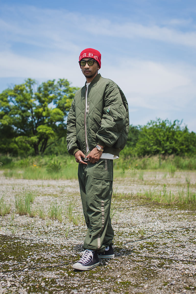 FGMN MAYO EMBROIDERY NYLON CARGO PANTS - OLIVE