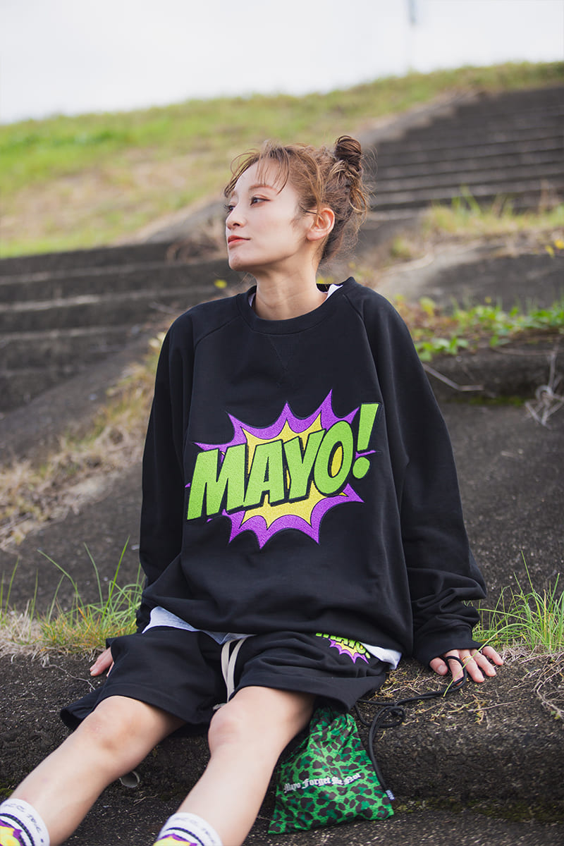 SPEECH BUBBLE GARMENT DYE EMBROIDERY CREW NECK SWEAT