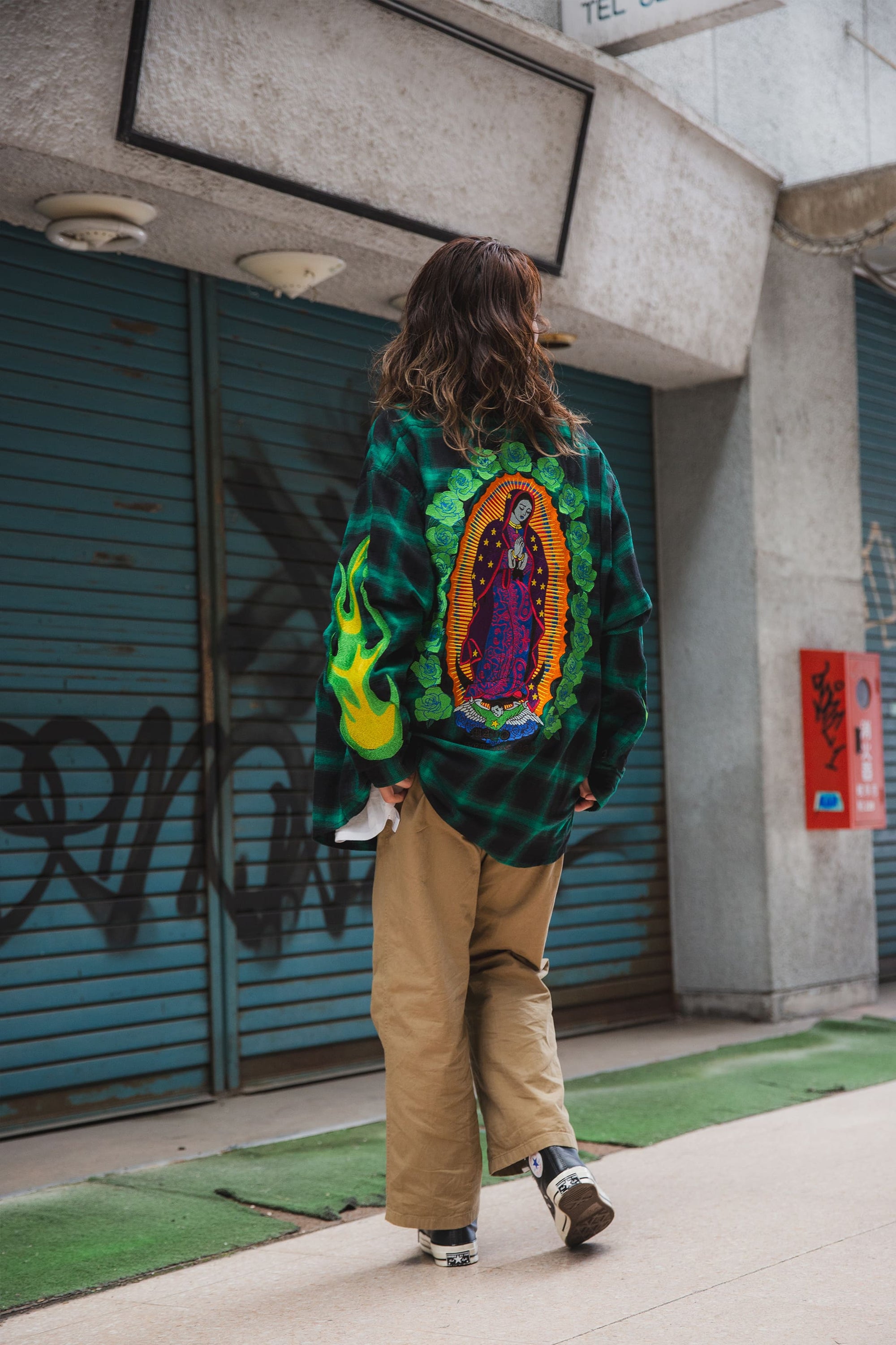 MARIA FIRE EMBROIDERY CHECK SHIRT