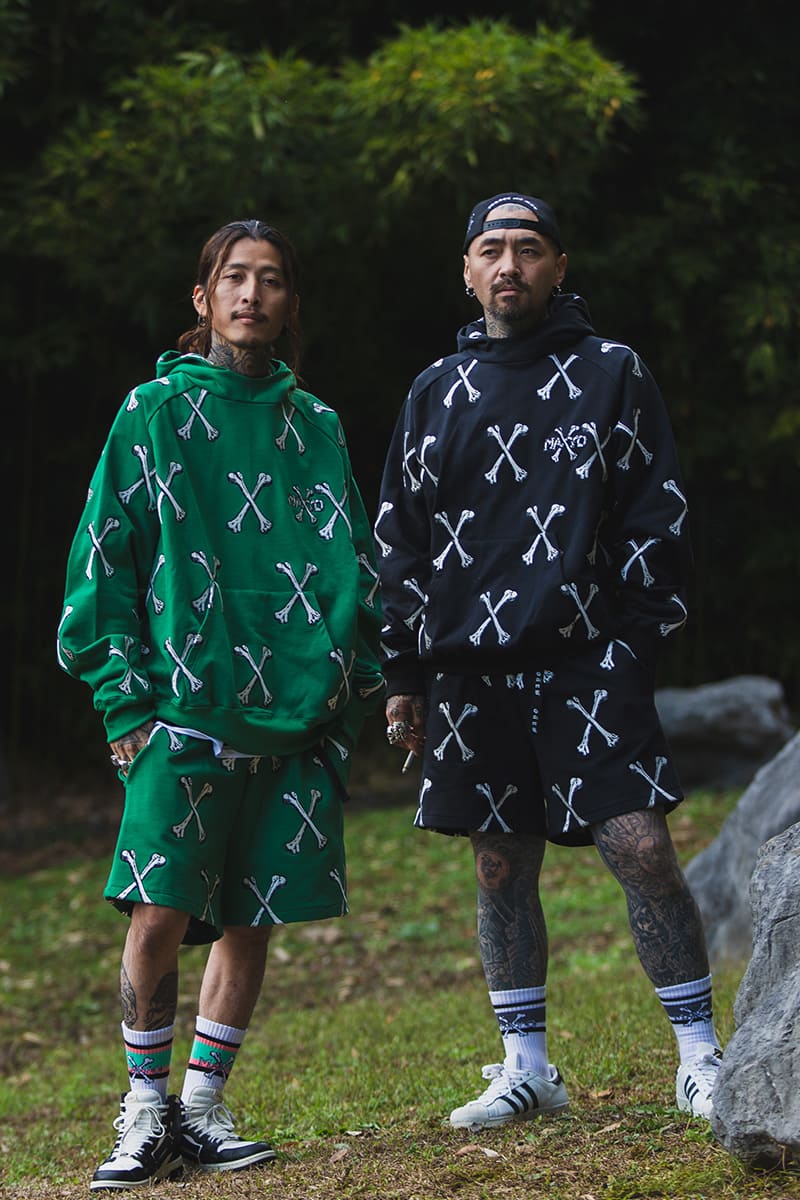 MAYO CROSS BONES Embroidery Hoodie - GREEN