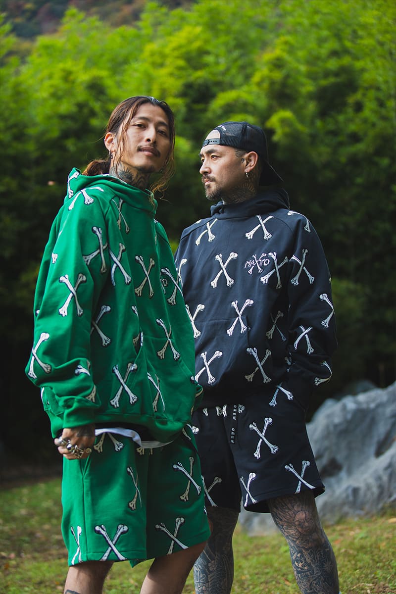 MAYO CROSS BONES Embroidery Hoodie - GREEN