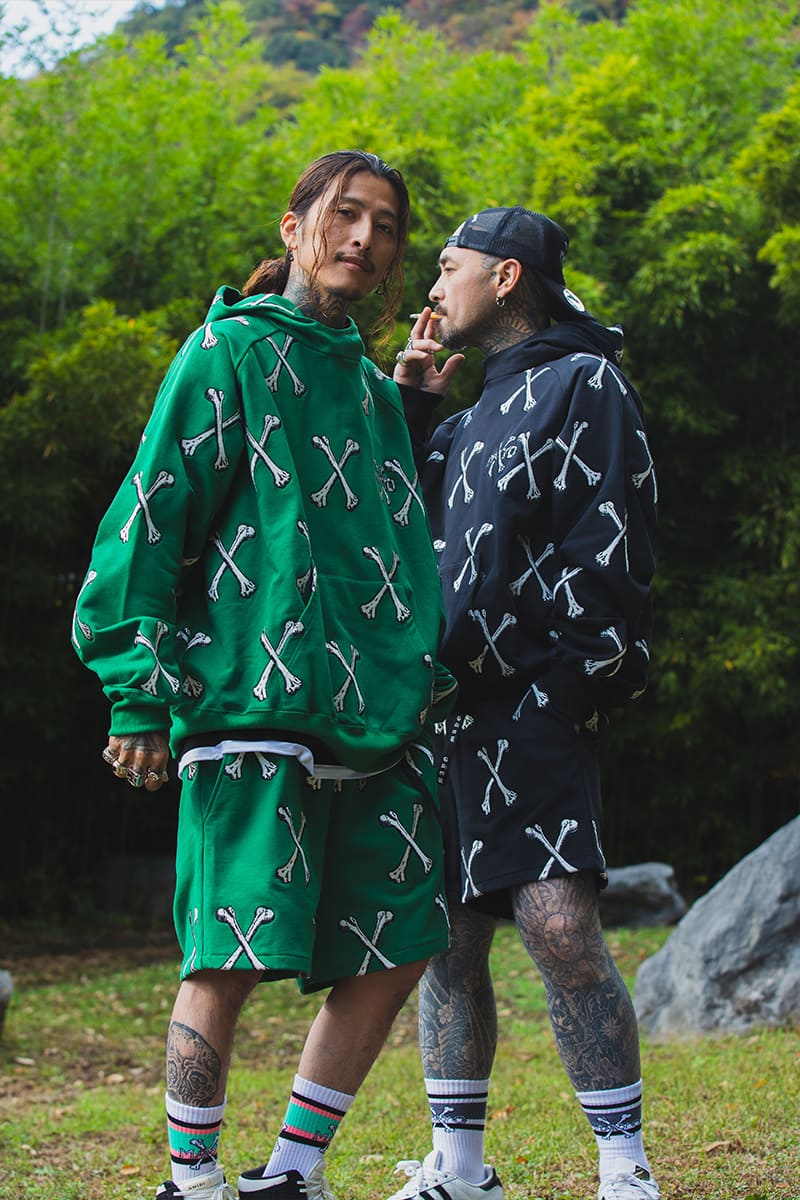 MAYO CROSS BONES Embroidery Sweat Shorts - GREEN
