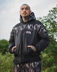 FIRE EMBROIDERY NYLON DOWN JKT - FIRE BLACK