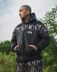 FIRE EMBROIDERY NYLON DOWN JKT - FIRE BLACK