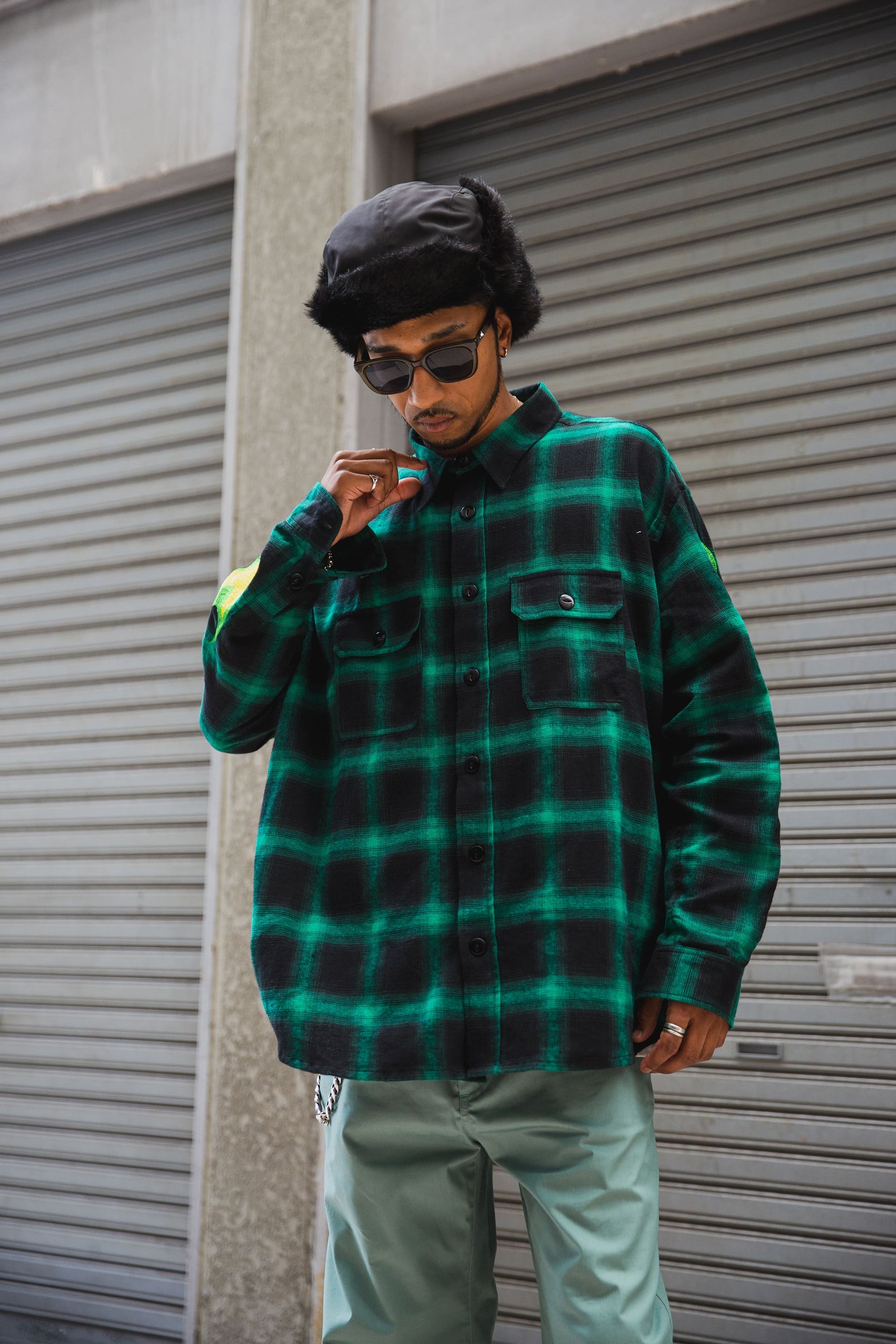 MARIA FIRE EMBROIDERY CHECK SHIRT