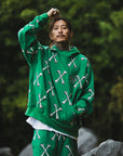 MAYO CROSS BONES Embroidery Hoodie - GREEN